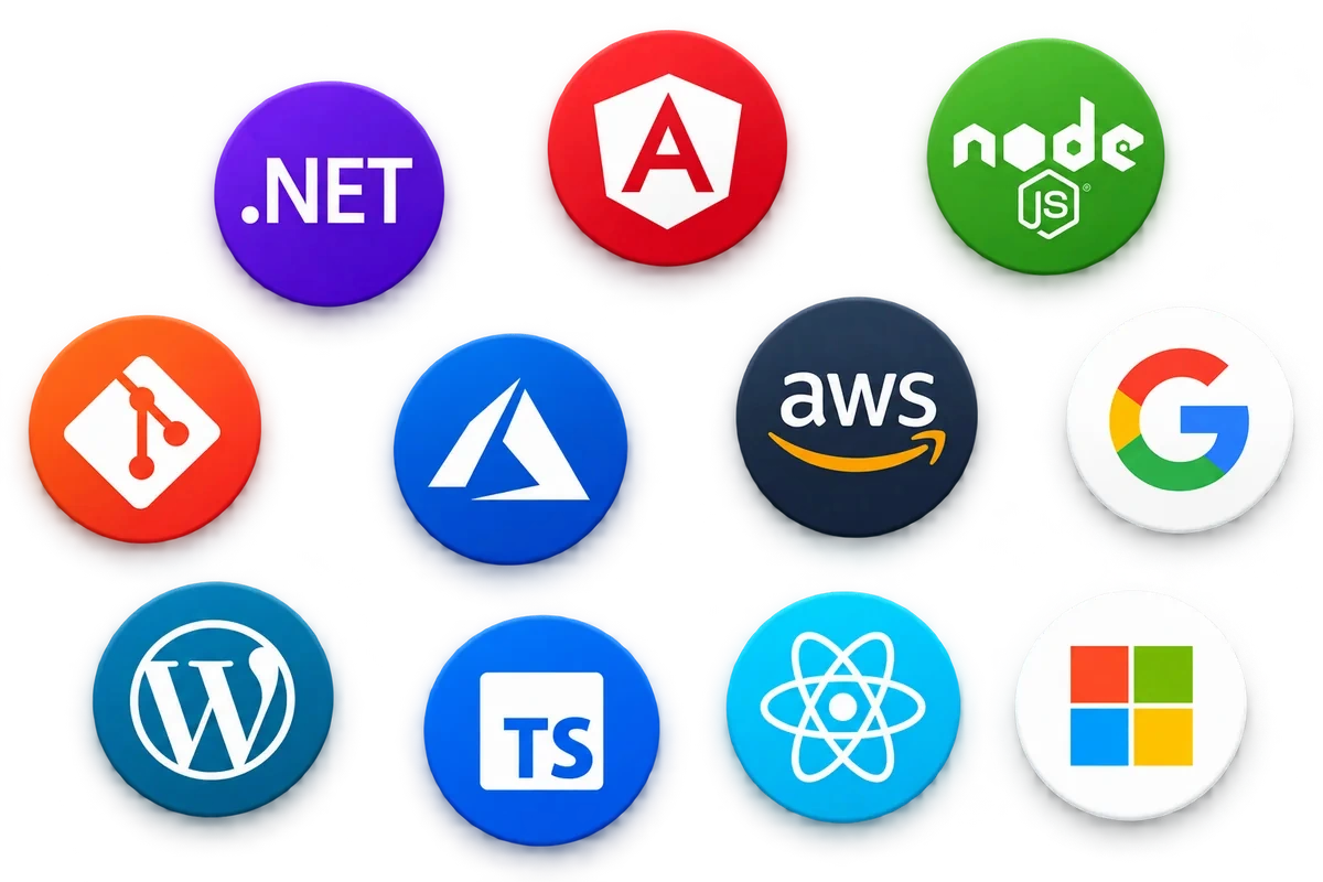 Insignias de tecnologías de desarrollo y plataformas cloud